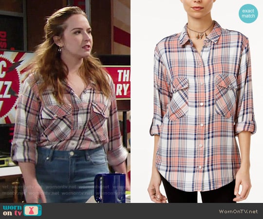 Sanctuary Plaid Boyfriend Shirt in Sebastian Plaid worn by Mariah Copeland (Camryn Grimes) on The Young and the Restless