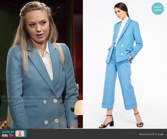 Sandro Jacket With Button Fastening and Wide Leg Tailored Trousers worn by Abby Newman (Melissa Ordway) on The Young and the Restless