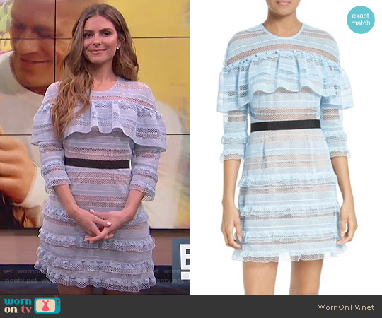 Self Portrait Stripe Grid Lace Ruffle Dress worn by Maria Menounos on E! News