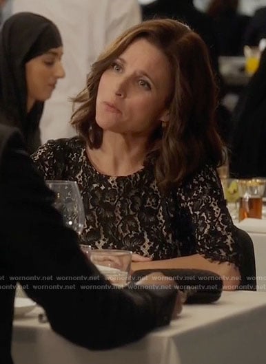 Selina's black lace dress on Veep