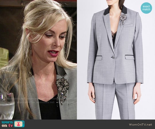 The Kooples Leather trim wool blazer worn by Ashley Abbott (Eileen Davidson) on The Young and the Restless