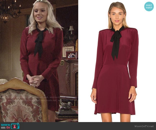 The Kooples Long Sleeve Tie Neck Dress worn by Abby Newman (Melissa Ordway) on The Young and the Restless