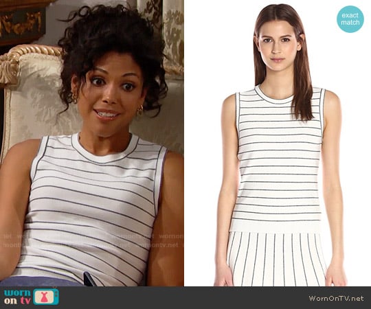 Theory Kralla Sl Prosecco Sleeveless Sweater worn by Maya Avant (Karla Mosley) on The Bold and the Beautiful