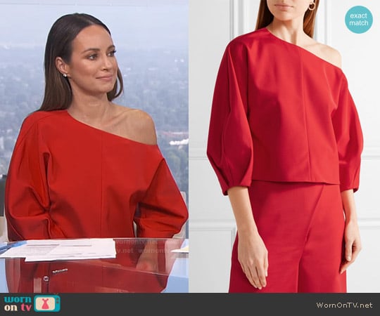 Tibi One-shoulder stretch-faille top worn by Catt Sadler on E! News