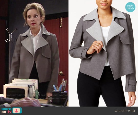 Tommy Hilfiger Contrast-Trim Trench Jacket worn by Gloria Abbott Bardwell (Judith Chapman) on The Young and the Restless