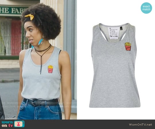 Topshop Fries Tank worn by Bill Potts (Pearl Mackie) on Doctor Who