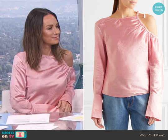 Topshop Unique Lambeth cutout silk-jacquard blouse worn by Catt Sadler on E! News