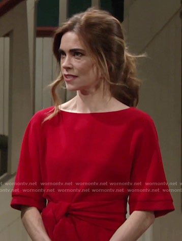 Victoria’s red tie-waist dress on The Young and the Restless