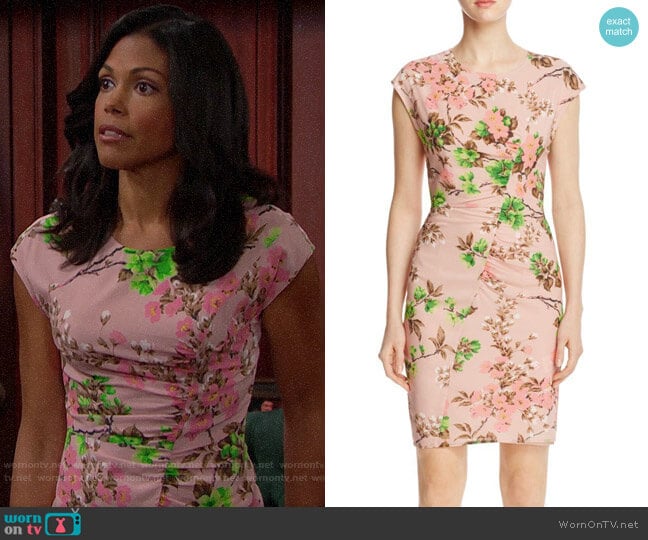 Whistles Maria Blossom-Print Dress worn by Maya Avant (Karla Mosley) on The Bold and the Beautiful