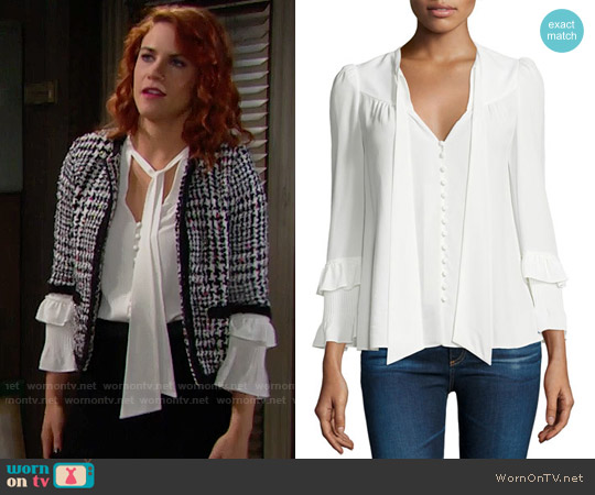 10 Crosby Derek Lam Long-Sleeve Tie-Neck Blouse worn by Sally Spectra (Courtney Hope) on The Bold and the Beautiful