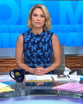 Amy's blue floral lace midi dress on Good Morning America