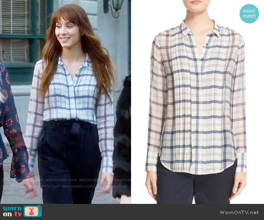 ATM Anthony Thomas Melillo Plaid Silk Shirt worn by Spencer Hastings (Troian Bellisario) on Pretty Little Liars