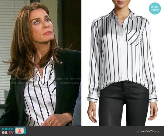 ATM Anthony Thomas Melillo Stripe Silk Shirt worn by Hope Williams (Kristian Alfonso) on Days of our Lives