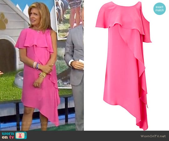 Gauzy Crepe One Shoulder Shift Dress by Adrianna Papell worn by Hoda Kotb on Today