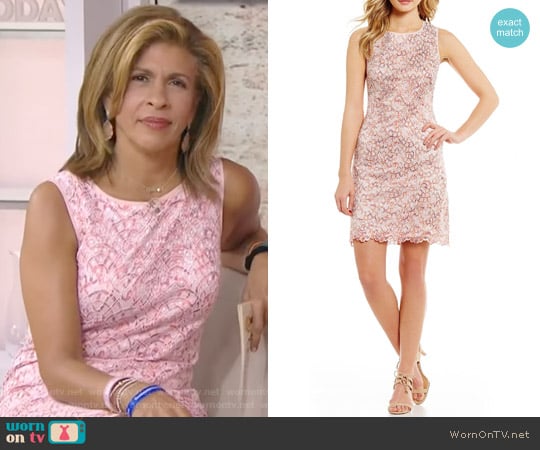 Nautilus Round Neck Sleeveless Shift Dress by Adrianna Papell worn by Hoda Kotb on Today