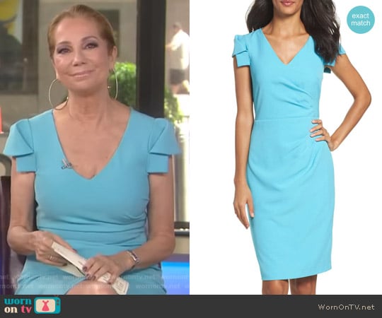 Pleated Sheath Dress by Adrianna Papell worn by Kathie Lee Gifford on Today