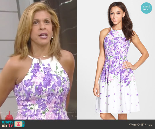 'Garden Party' Print Crepe Fit & Flare Dress by Adrianna Papell worn by Hoda Kotb  on Today