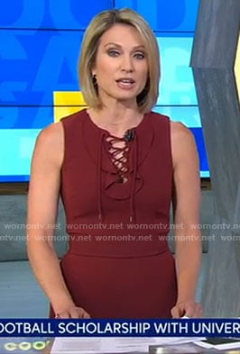 Amy’s red lace-up jumpsuit on Good Morning America