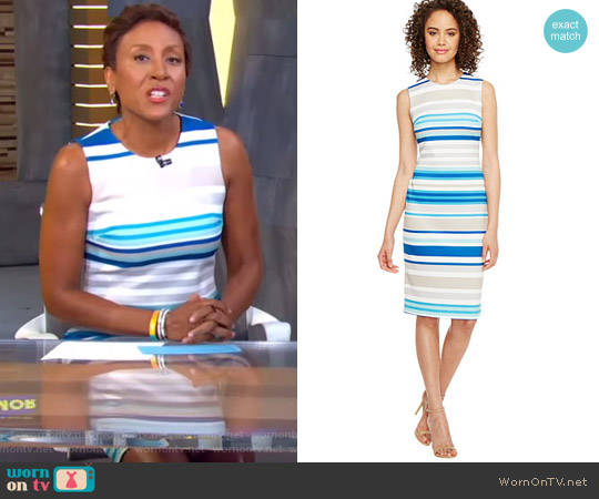 WornOnTV: Robin’s blue striped sheath dress on Good Morning America ...