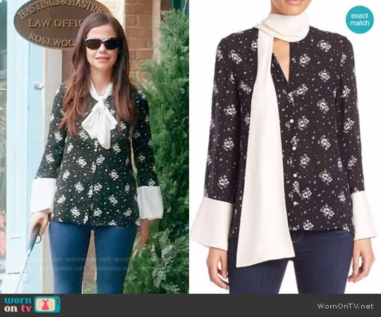 Cinq a Sept Stardust Rowan Silk Floral Top worn by Jenna Marshall (Tammin Sursok) on Pretty Little Liars