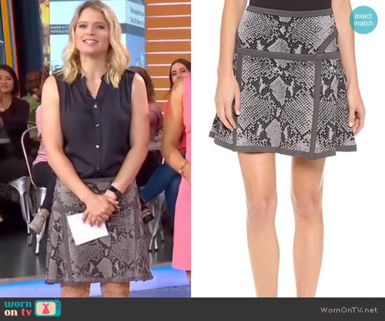 Flote Snakeskin Skirt by Diane von Furstenberg worn by Sara Haines on Good Morning America