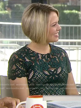 Dylan’s green embroidered lace dress on Today