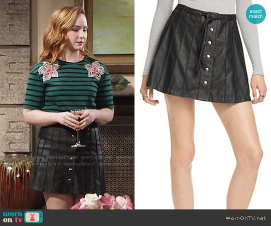 Free People Snap Front Faux Leather Skirt worn by Mariah Copeland (Camryn Grimes) on The Young and the Restless