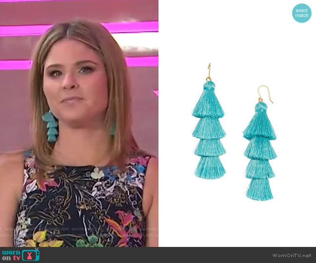 Gabriela Fringe Drops in Turquoise by Baublebar worn by Jenna Bush Hager on Today