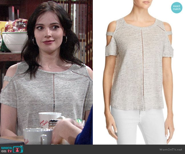 Generation Love Ladder Stitch Cold Shoulder Tee worn by Tessa Porter (Cait Fairbanks) on The Young and the Restless