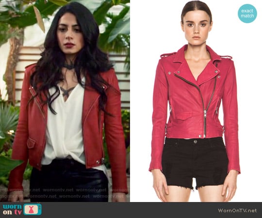 Ashville Leather Moto Jacket by Iro worn by Isabelle Lightwood (Emeraude Toubia ) on Shadowhunters