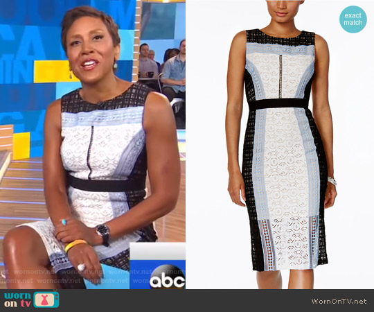 WornOnTV: Robin’s mixed lace sleeveless dress on Good Morning America ...