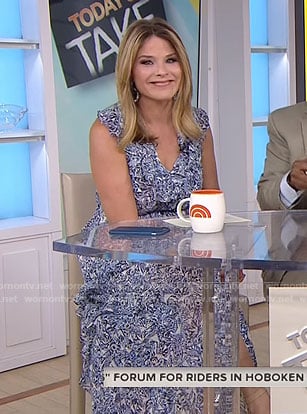 Jenna's white and blue printed maxi dress on Today