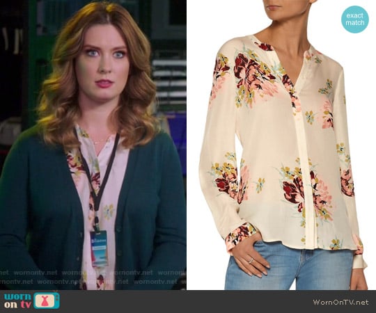 Devitri floral-print silk crepe de chine blouse by joie worn by Katherine Wendelson (Briga Heelan) on Great News