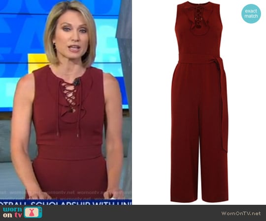 Cropped Lace Up Jumpsuit by Karen Millen worn by Amy Robach on Good Morning America