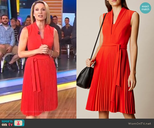 Shawl Collar Pleated Dress by Karen Millen worn by Amy Robach on Good Morning America