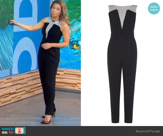 V-Neck Tailored Jumpsuit by Karen Millen worn by Ginger Zee on Good Morning America