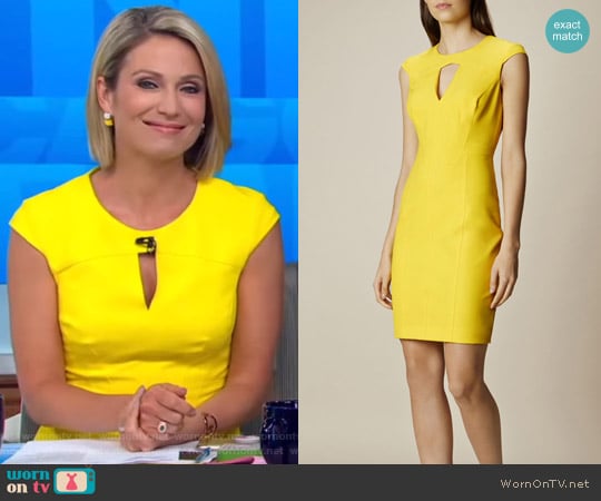 Yellow Scuba Pencil Dress by Karen Millen worn by Amy Robach on Good Morning America