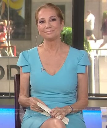 Kathie’s blue v-neck sheath dress on Today