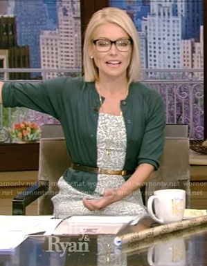 Kelly's green fern printed dress on Live With Kelly