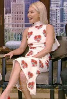 Kelly’s white floral ruffled back dress on Live with Kelly