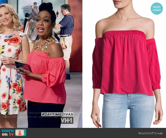 Milly Solid Off-The-Shoulder Silk Top worn by Mo Evans (Tichina Arnold) on Daytime Divas