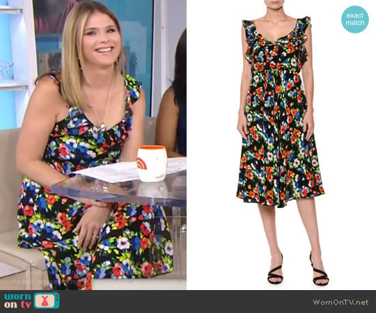 Floral Sleeveless Silk Midi Dress by MSGM worn by Jenna Bush Hager on Today