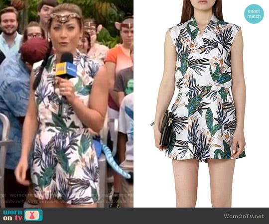 Bette Printed Silk Romper by Reiss worn by Ginger Zee on Good Morning America