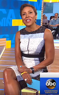 Robin’s mixed lace sleeveless dress on Good Morning America