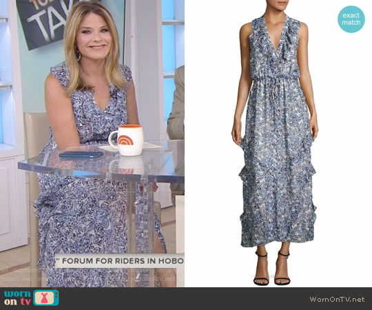 Lizzie Ruffled Silk Maxi Dress by Saloni worn by Jenna Bush Hager on Today