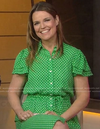 Savannah’s green polka-dot shirtdress on Today