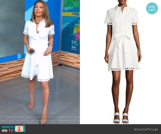 Bertha Belted Eyelet Shirtdress by Shoshanna worn by Ginger Zee on Good Morning America