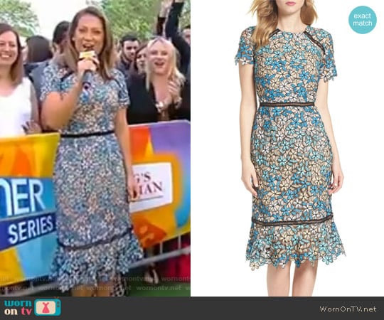 Octavia Lace Midi Dress by Shoshanna worn by Ginger Zee on Good Morning America