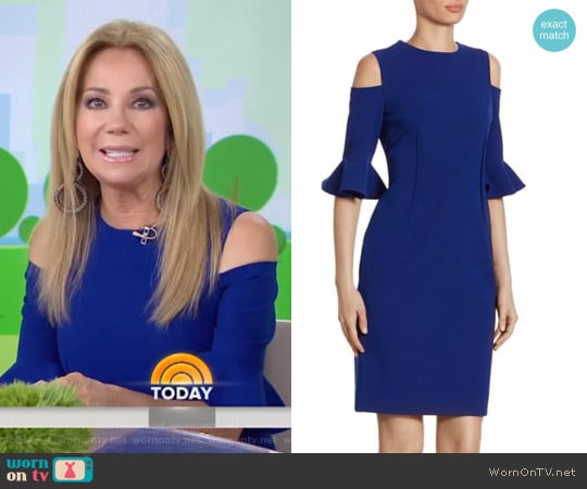 WornOnTV: Kathie’s blue cold-shoulder dress with bell sleeves on Today ...