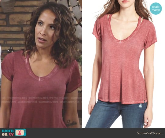 Treasure & Bond Oil Wash Cutout Tee worn by Lily Winters (Christel Khalil) on The Young and the Restless